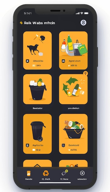Modern Mobile App Interface for Waste Sorting Guide with UserFriendly Navigation