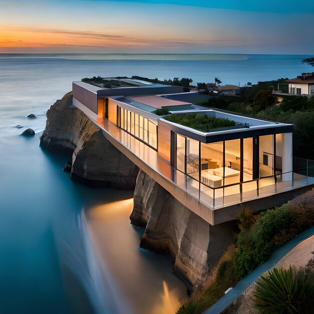 Modern and modern villas chalets and houses overlooking the sea