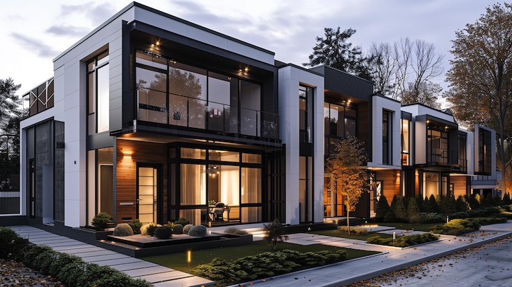 Photo modern modular private townhouses with architectural distinction