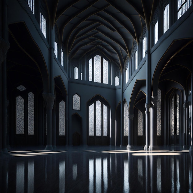 Modern mosque interior realistic render