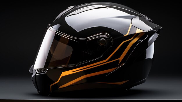 Photo modern motorcycle helmet on dark backdrop generative ai