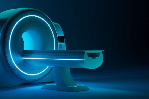 방에있는 현대 MRI 기계