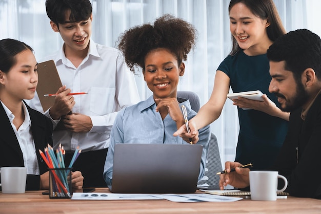 modern multicultural office worker in corporate workplace concord