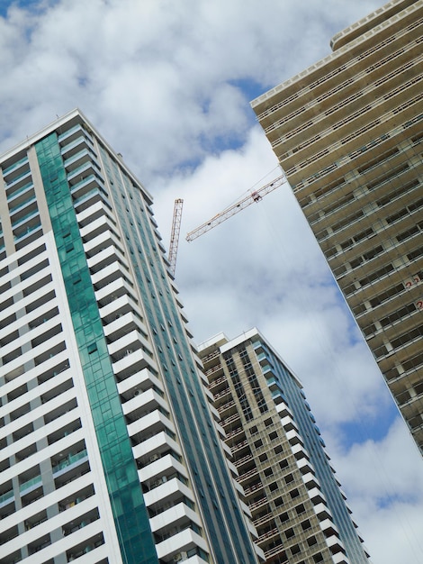 Modern multistory buildings under construction Unfinished skyscrapers