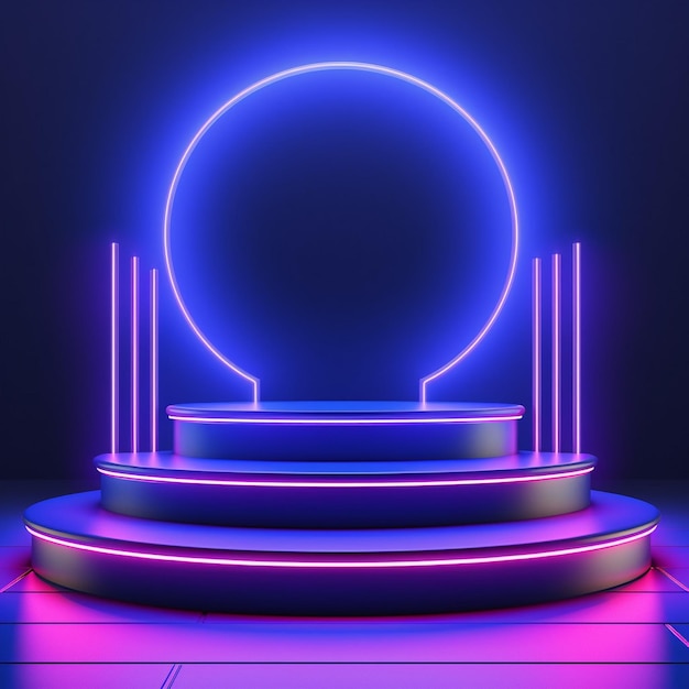 Photo modern neon lights stage background