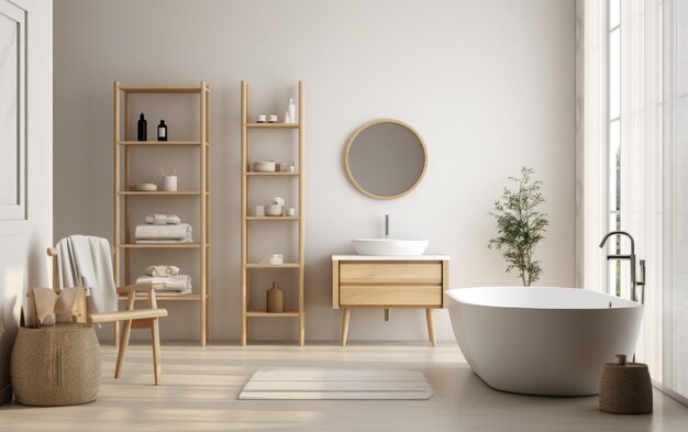 Photo modern nordic retreat bathroom design generative ai