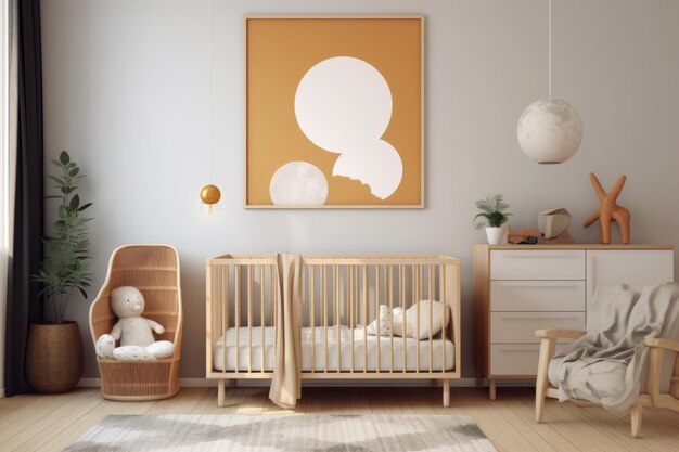 Modern nursery with abstract art