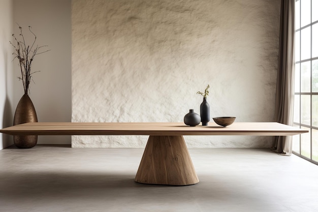 Modern Oak Table with Japandi Style Room