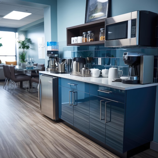 Modern office break room kitchenette Generative AI
