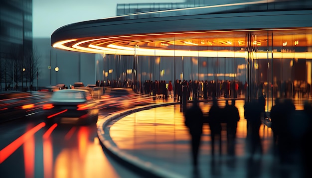 modern office building at dusk moscow russia business concept