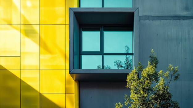 Modern office building exterior made of glass steel and cement