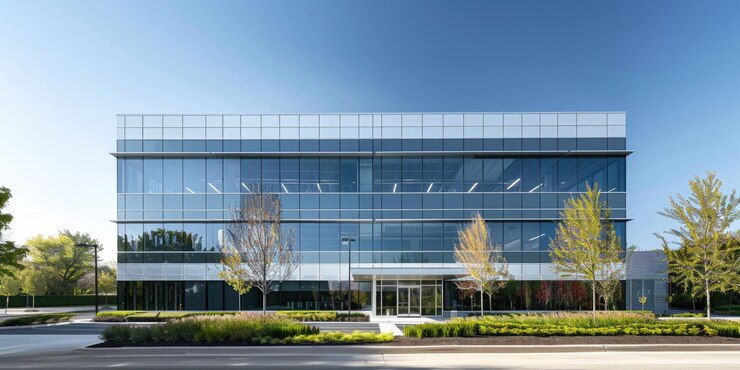 Photo modern office building surrounded by autumn trees creating a beautiful urban landscape aig59
