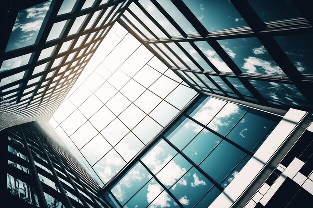 Modern office building with a glass roof to the ceiling