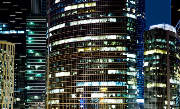 Modern office buildings in the night Background