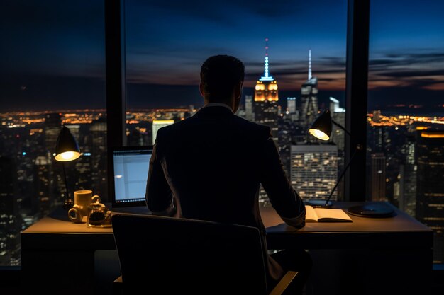 Modern Office Businessman Working on Computer Portrait of Successful Latin IT Software Engineer Working on a Laptop at his Desk Diverse Workplace with Professionals Front View Shot