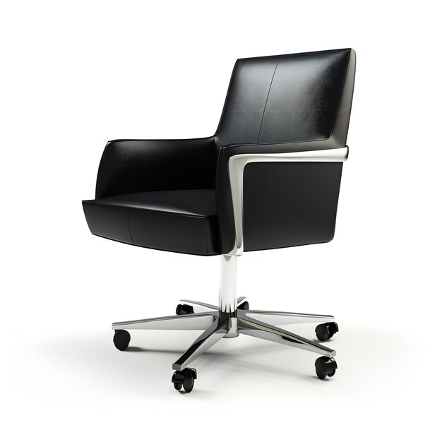 Photo modern office chair from black leather isolated on white background