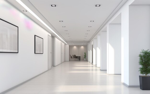 Modern office corridor or hallway interior