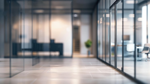 Modern Office Corridor with Glass Partitions