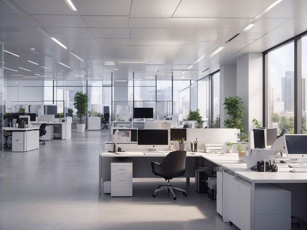 Modern office design with computer equipment inside generated by ai