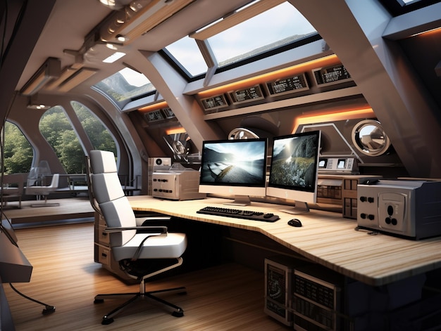 Modern office design with computer equipment inside