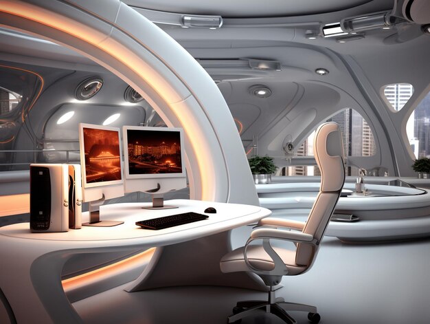 Photo modern office design with computer equipment inside