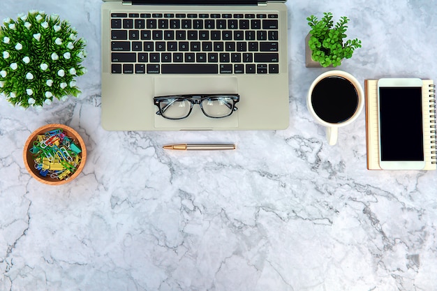 Modern office desk Workspace with laptop computer