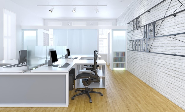 Modern office interior 3d