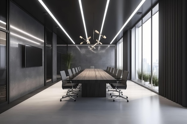 Современный дизайн интерьера офиса Пустой конференц-зал, созданная AI иллюстрация