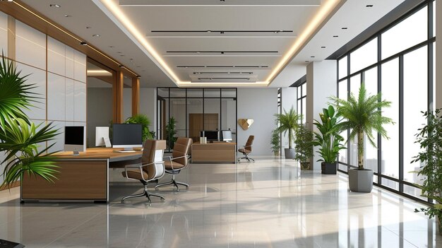 modern office interior front view