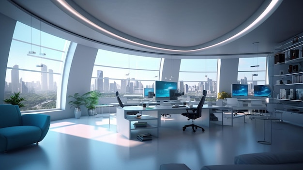 Modern office interior Generative AI