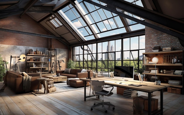 Modern office interior in loft industrial style