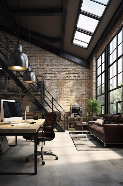 Foto interni di ufficio moderni in stile industriale loft