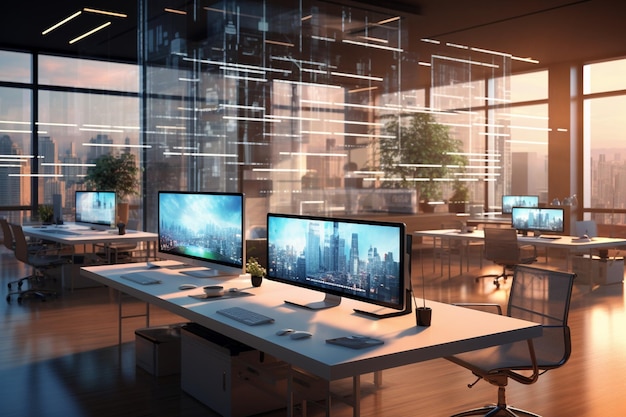 Modern office interior with desks