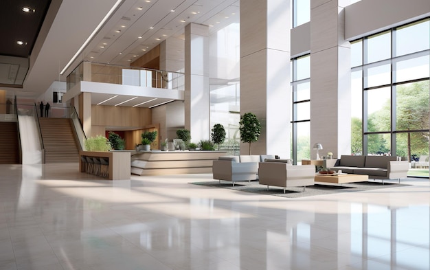 Modern office lobby hall interior