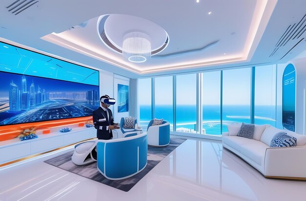 Foto ufficio moderno di uno sviluppatore immobiliare di lusso negli emirati arabi uniti tour virtuale