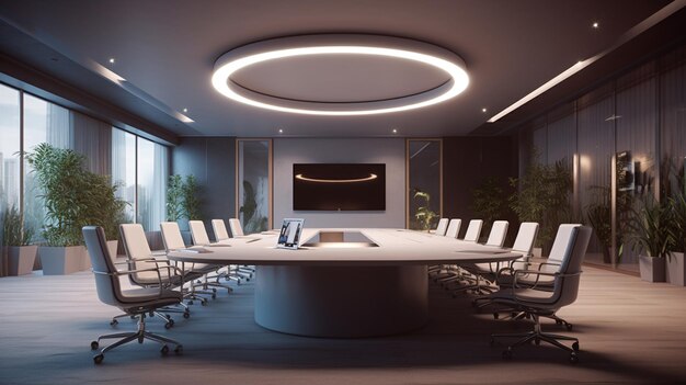 Modern office meeting room interior generative ai