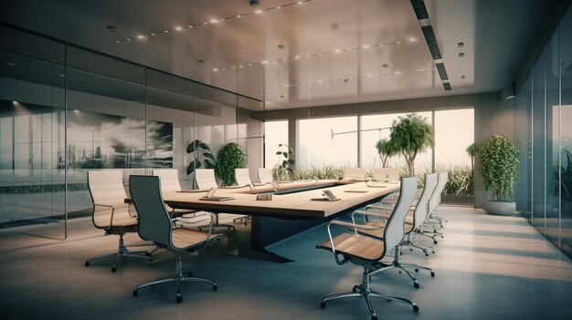 Modern office meeting room interior Generative AI