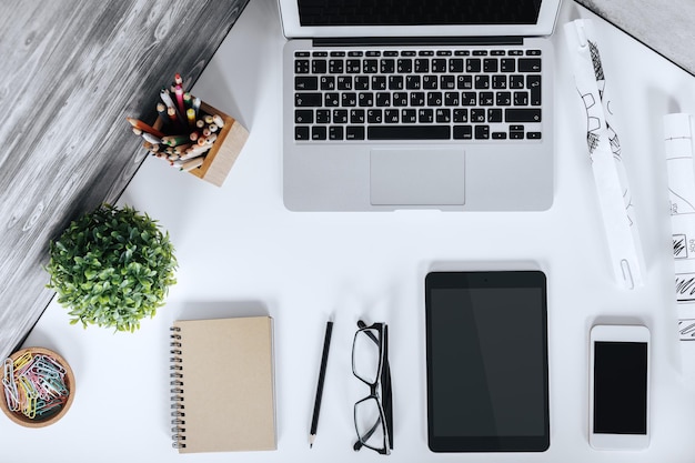 Modern office tabletop with empty devices