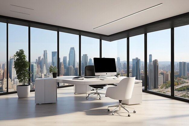 A modern office with a view of the city ar c v