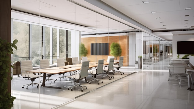 Modern office workplace interior