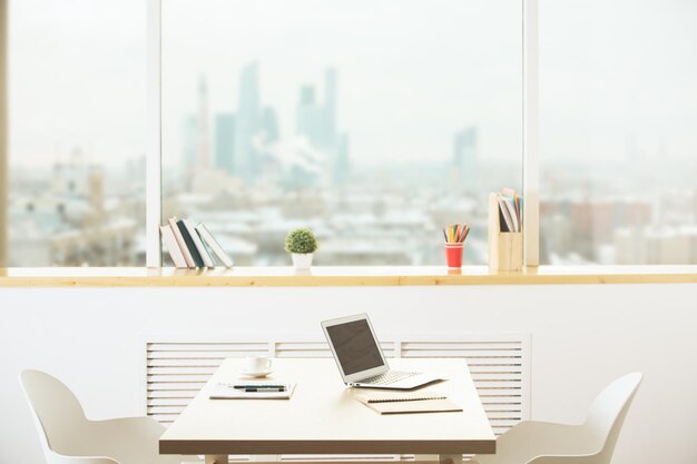 Photo modern office workplace side