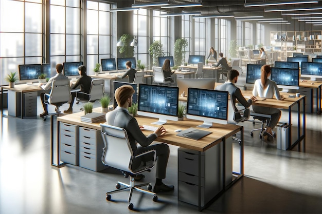 Modern Office Workspace with Professionals