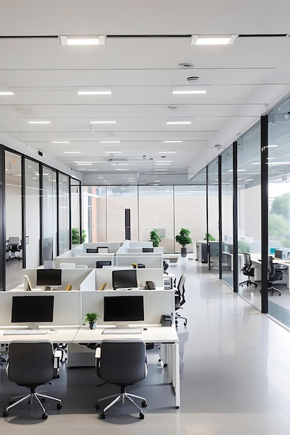 A modern open plan office Interior of open office