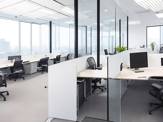 A modern open plan office Interior of open office