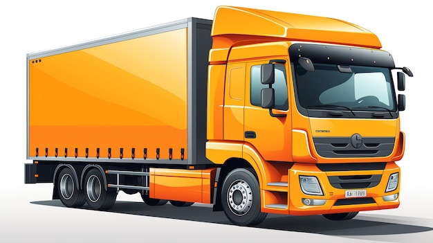 Foto moderno camion arancione europeo arancione con sfondo bianco ai generativo