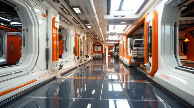 Modern Orbital space station interior