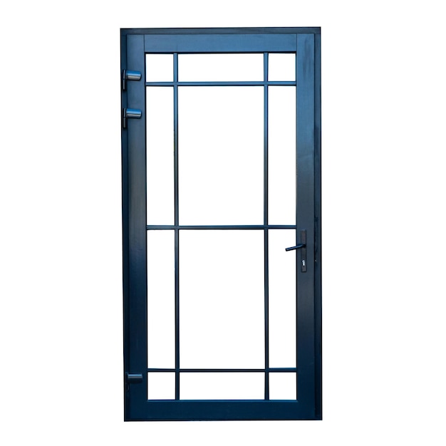 Modern outdoor metal front door in a simple style isolated