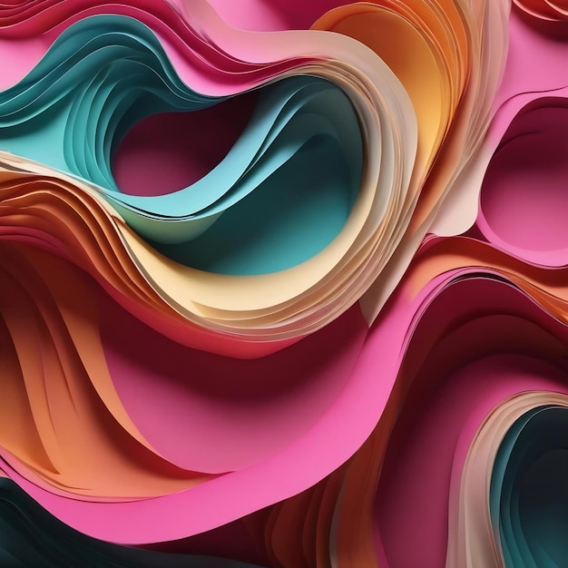 Modern paper art abstract background 3d render paper waves