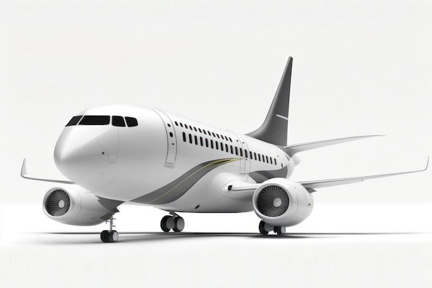 Современный пассажирский самолет на белом фоне
