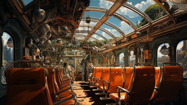 современный пассажирский самолет внутри поезда